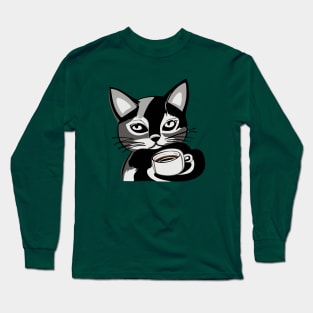 Cat with a cup of coffee Long Sleeve T-Shirt